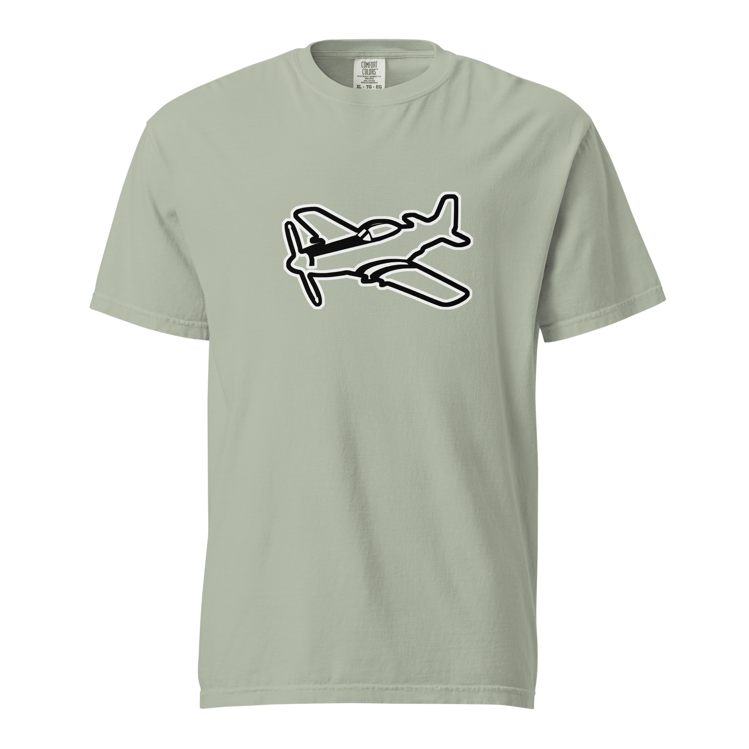 P51 Black and White unisex heavyweight cotton t-shirt with plane graphic and relaxed fit