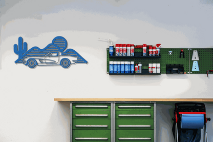 Custom Corvette Silhouette Metal Art – Personalized Corvette Wall Decor, LED-Ready, Powder-Coated Steel, Car Lover Gift