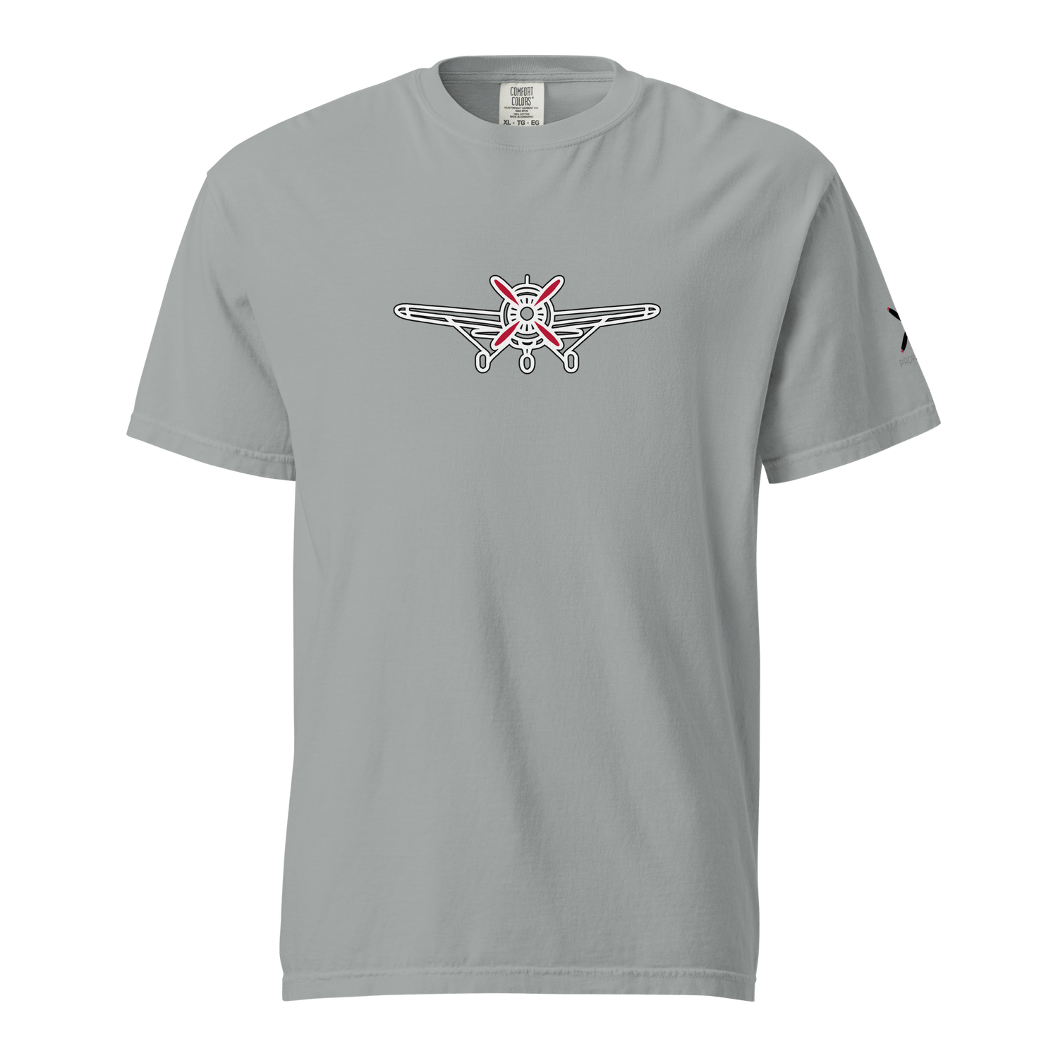 Plane 5 thick structured tee in light gray with airplane graphic, 100% ring-spun cotton, heavyweight and breathable design