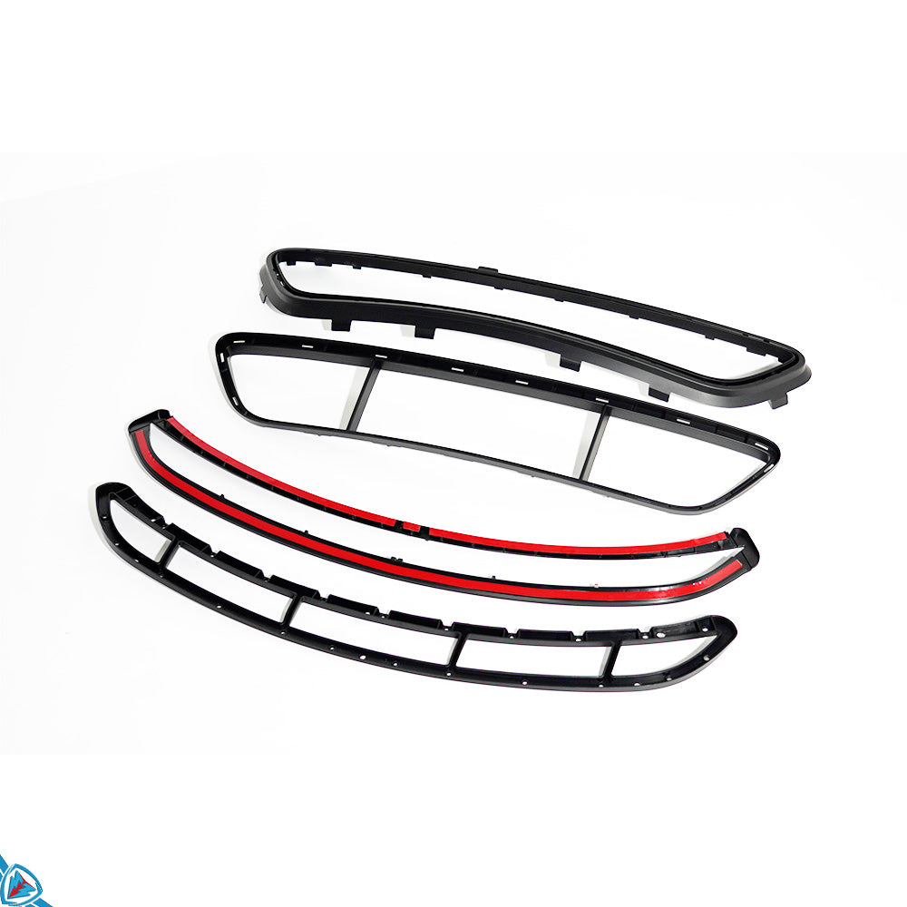 White Porsche Cayman with E3Tuning GT4 Style Front Bumper Conversion and LED DRLs