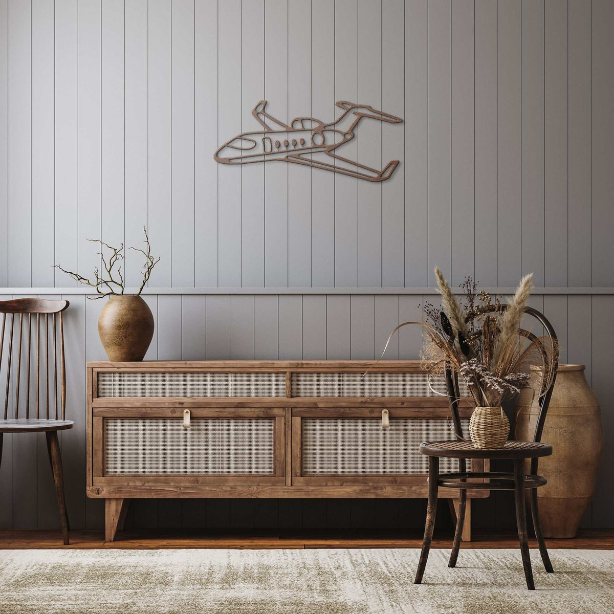 Elegant metal sign featuring private jet design for luxury decor