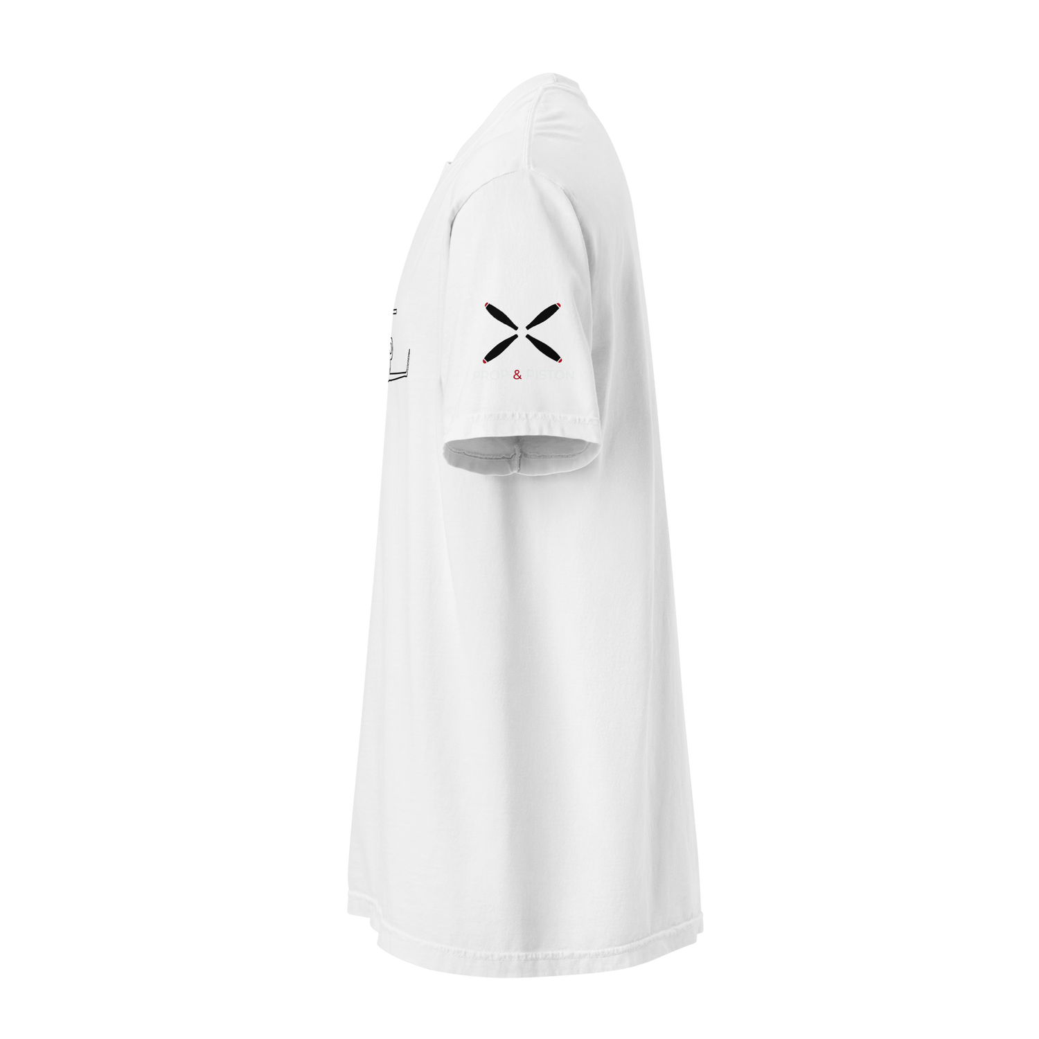 White Private Jet unisex heavy cotton t-shirt side view with garment-dyed fabric and durable stitching