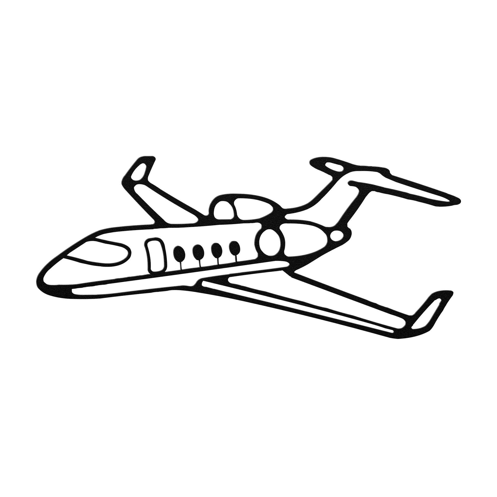 Elegant Metal Sign featuring a sleek private jet silhouette for luxury decor