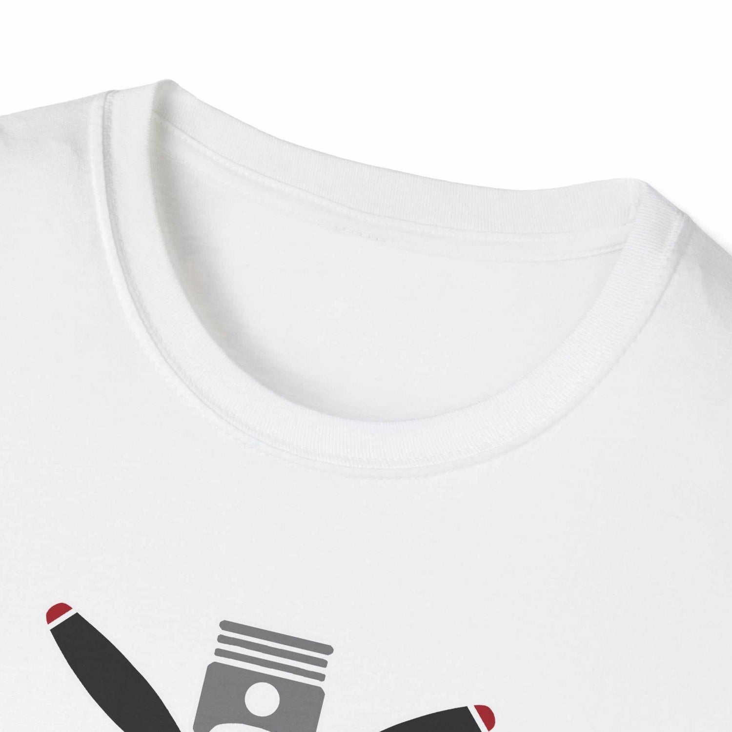 White Prop and Piston T-Shirt made of soft 100% cotton with ribbed crew neckline and durable twill tape shoulders