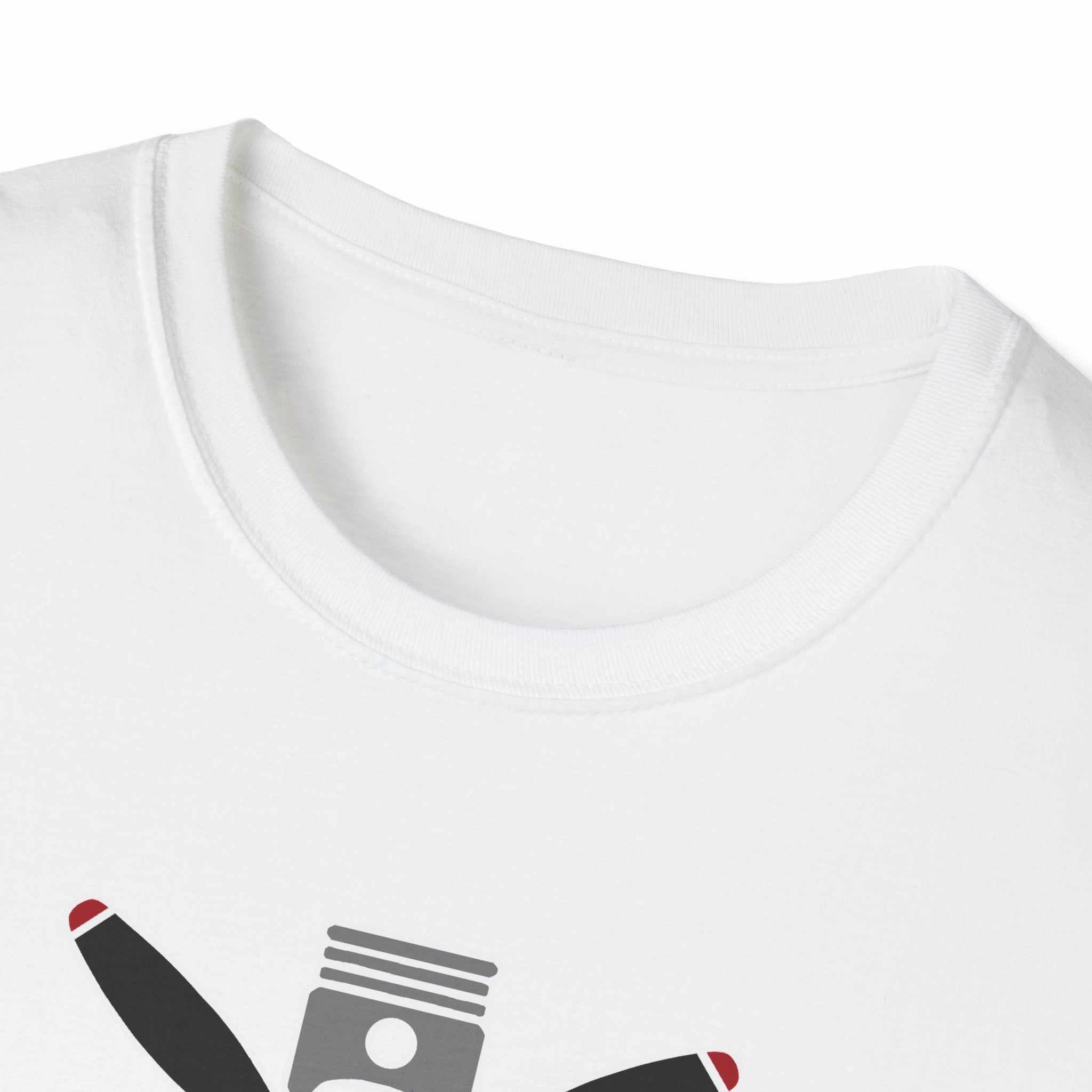 White Prop and Piston T-Shirt made of soft 100% cotton with ribbed crew neckline and durable twill tape shoulders