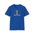 Blue unisex softstyle Prop and Piston T-Shirt made from 100% cotton with printed propeller and piston graphic on front