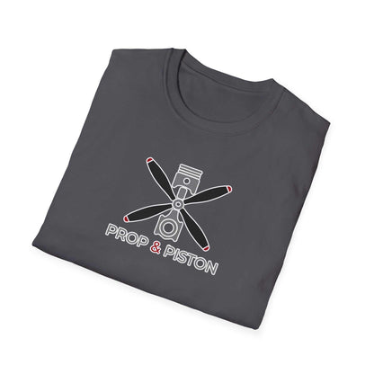 Prop and Piston T-Shirt softstyle unisex cotton crew neck tee with piston and propeller design