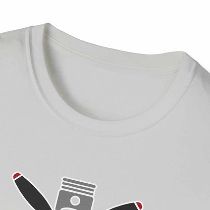 Prop and Piston T-Shirt unisex softstyle cotton tee with crew neckline and durable ribbed collar