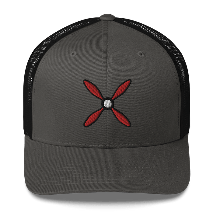 Six-panel Aviation Hat Propeller trucker cap with mesh back and embroidered propeller design
