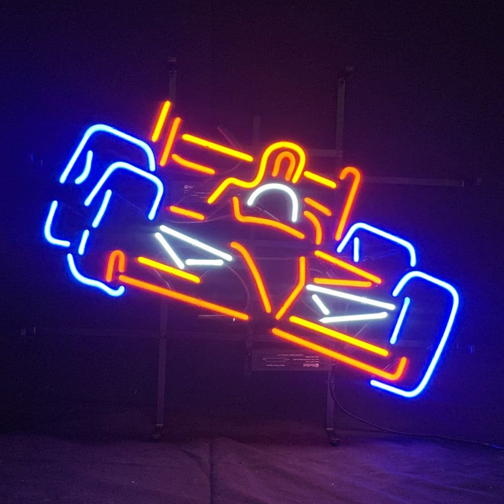 F1 Neon racing sport car neon sign light with metal grid and real glass tube, indoor decor