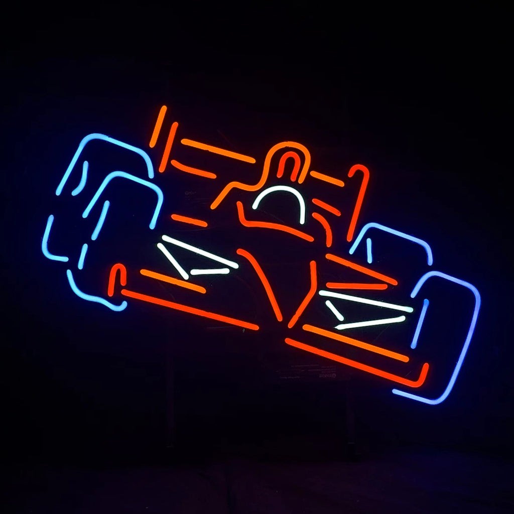 F1 Neon racing sport car neon sign light with glass tube and metal grid backing for indoor decor