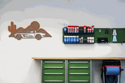 Custom Corvette Silhouette Metal Art – Personalized Corvette Wall Decor, LED-Ready, Powder-Coated Steel, Car Lover Gift