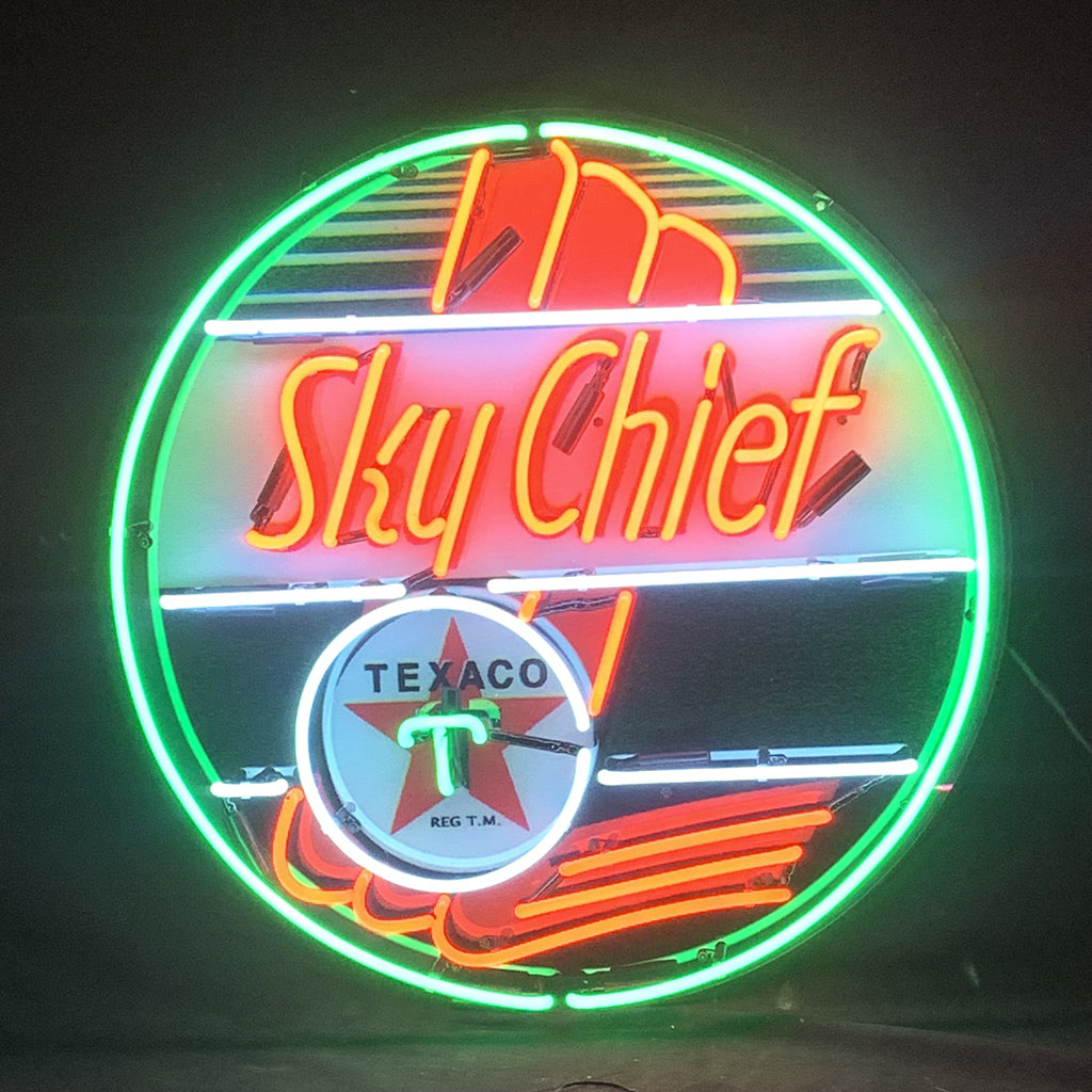 Sky Chief Texaco Gasoline Neon Signs Light - Prop and Piston