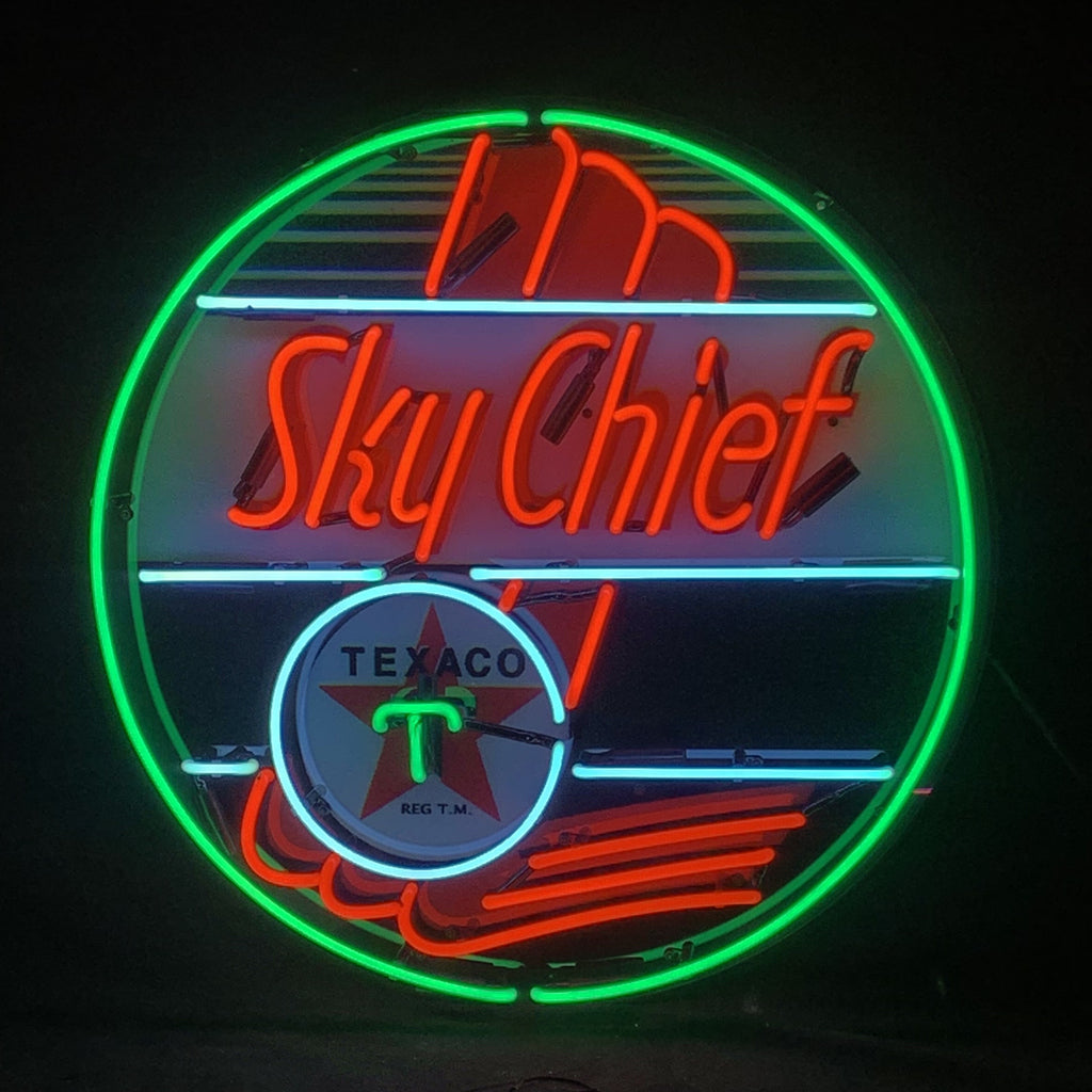 Sky Chief Texaco Gasoline Neon Signs Light - Prop and Piston