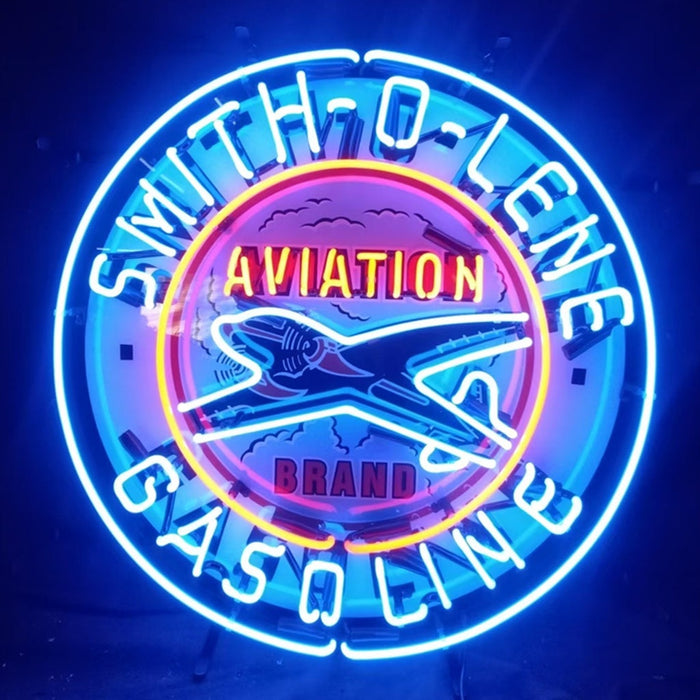 Blue Smith-o-lene Gasoline Aviation Brand Neon Signs Light - Prop and Piston