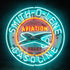 Light blue Smith-o-lene Gasoline neon sign with acrylic and metal grid backing