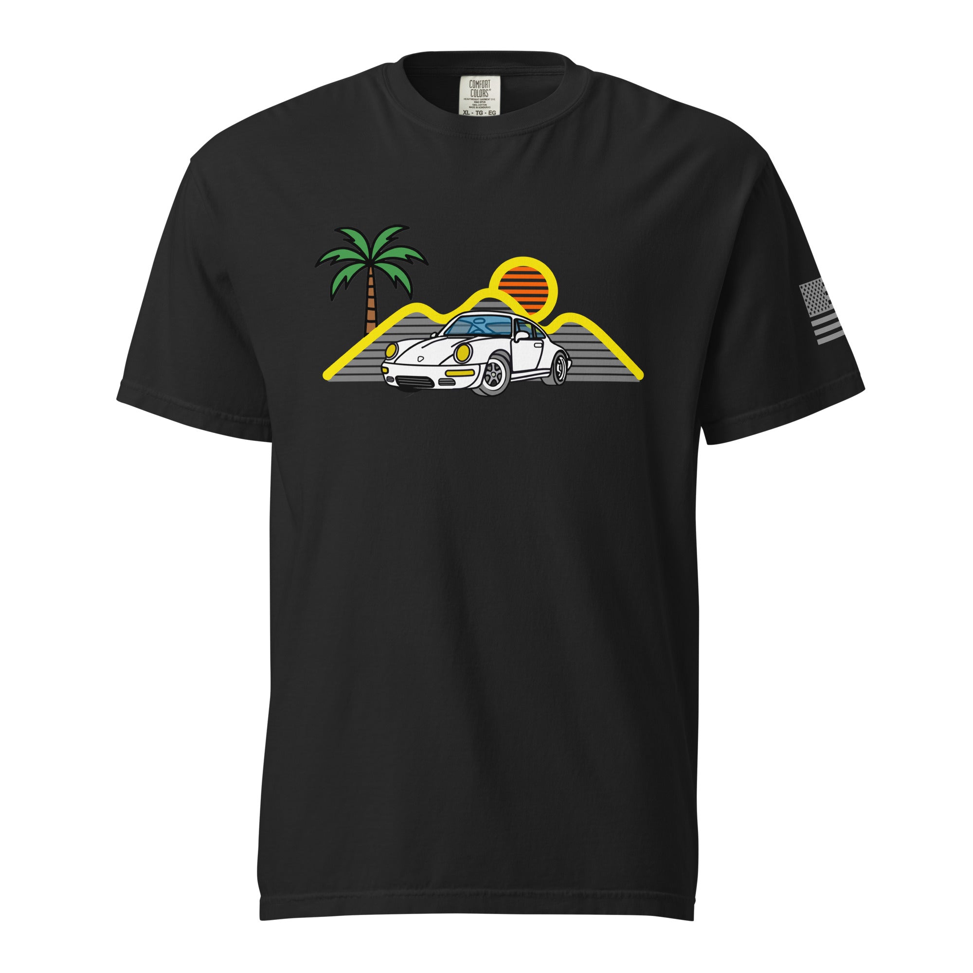 Sports Car Sunset Palm Tree T-Shirt - Prop and Piston