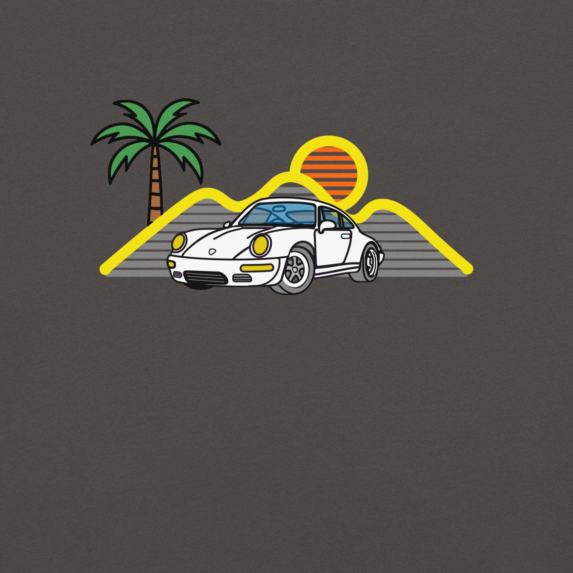 Sports Car Sunset Palm Tree T-Shirt - Prop and Piston