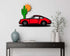 Desert sunset sports car metal wall sign with cactus and sun decor for indoor and outdoor use