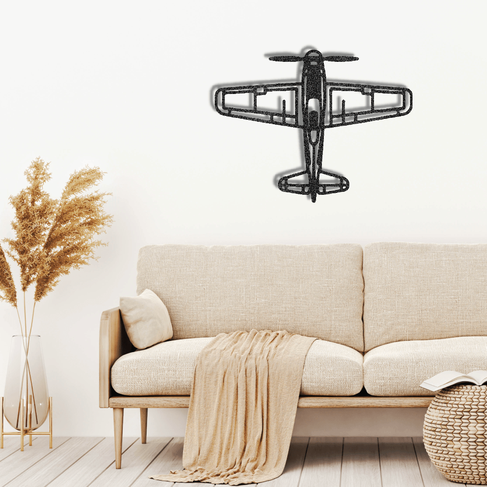 Retro airplane metal art wall decor in rustic steel for aviation enthusiasts