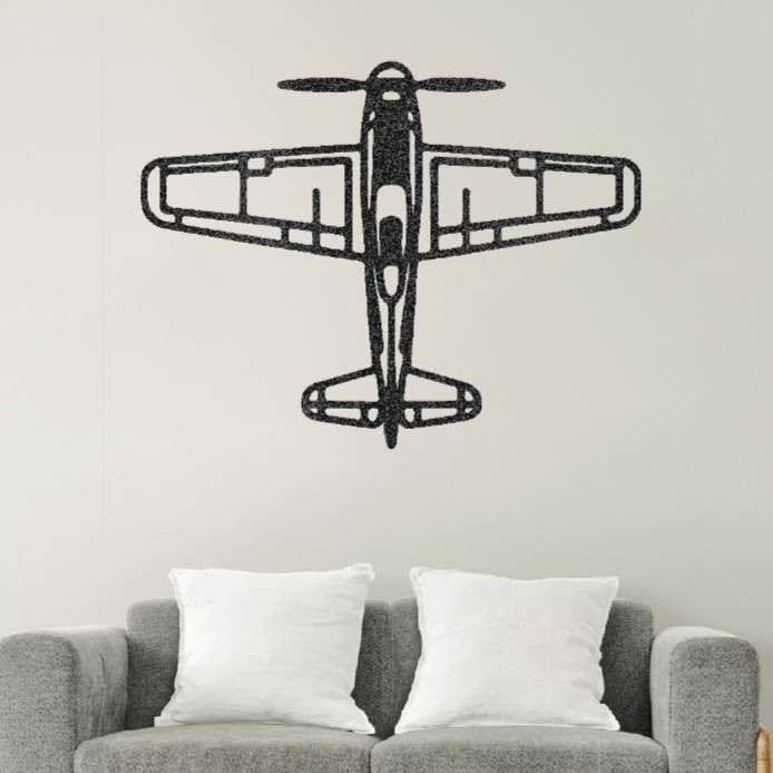 Vintage Airplane Steel Wall Decor – Personalized Metal Wall Art for Home, Garage, or Outdoor Spaces - Prop and Piston