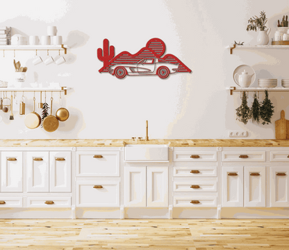 Corvette Metal Wall Art Red Classic Corvette