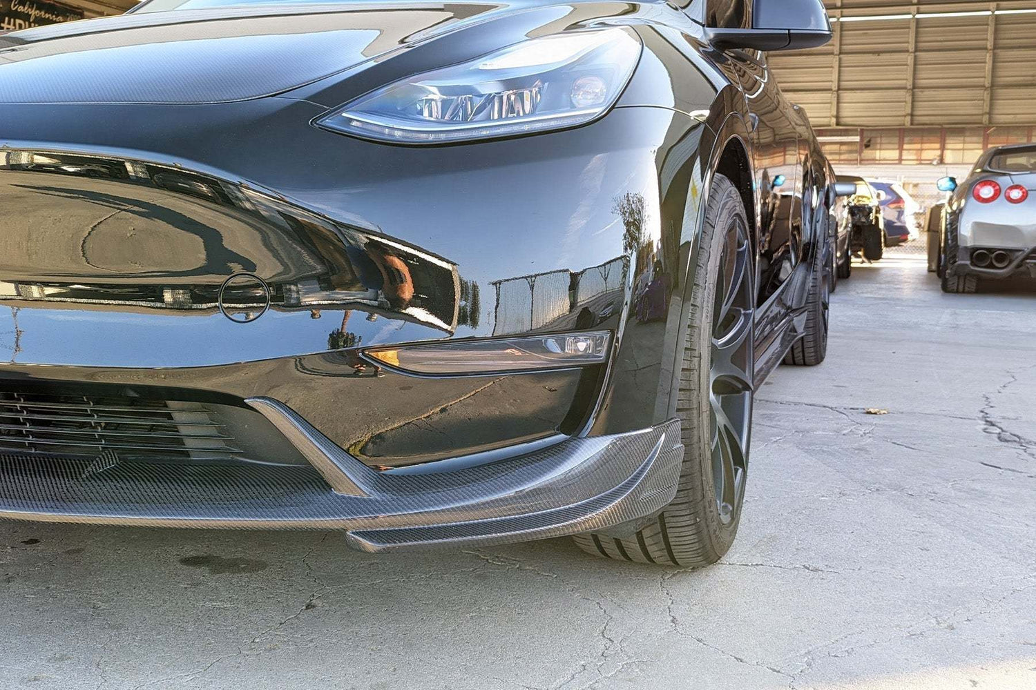 Tesla Model Y Genuine Carbon Fiber SHX Front Lip | FYBR Aerodynamics - Prop and Piston