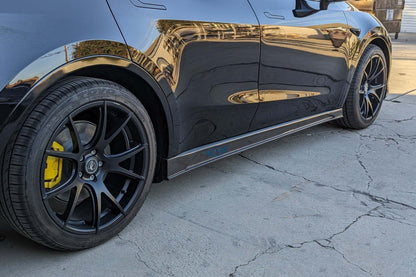 Tesla Model Y Genuine Carbon Fiber SHX Full Replacement Side Skirts | FYBR Aerodynamics - Prop and Piston