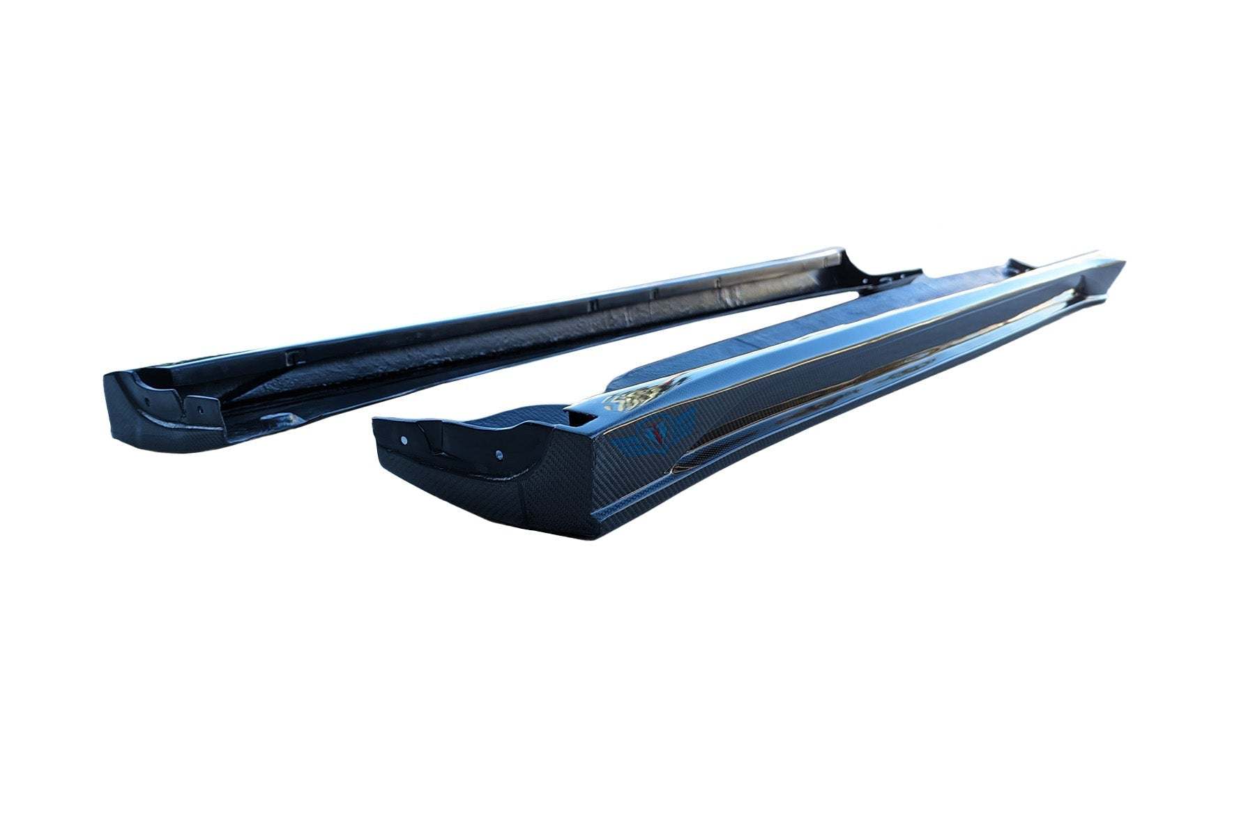 Tesla Model Y Genuine Carbon Fiber SHX Full Replacement Side Skirts | FYBR Aerodynamics - Prop and Piston