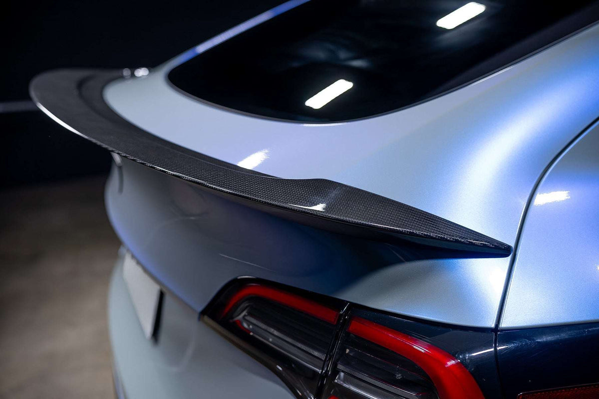 Tesla Model Y AGX Genuine Dry Carbon Fiber Trunk Spoiler | FYBR Aerodynamics - Prop and Piston