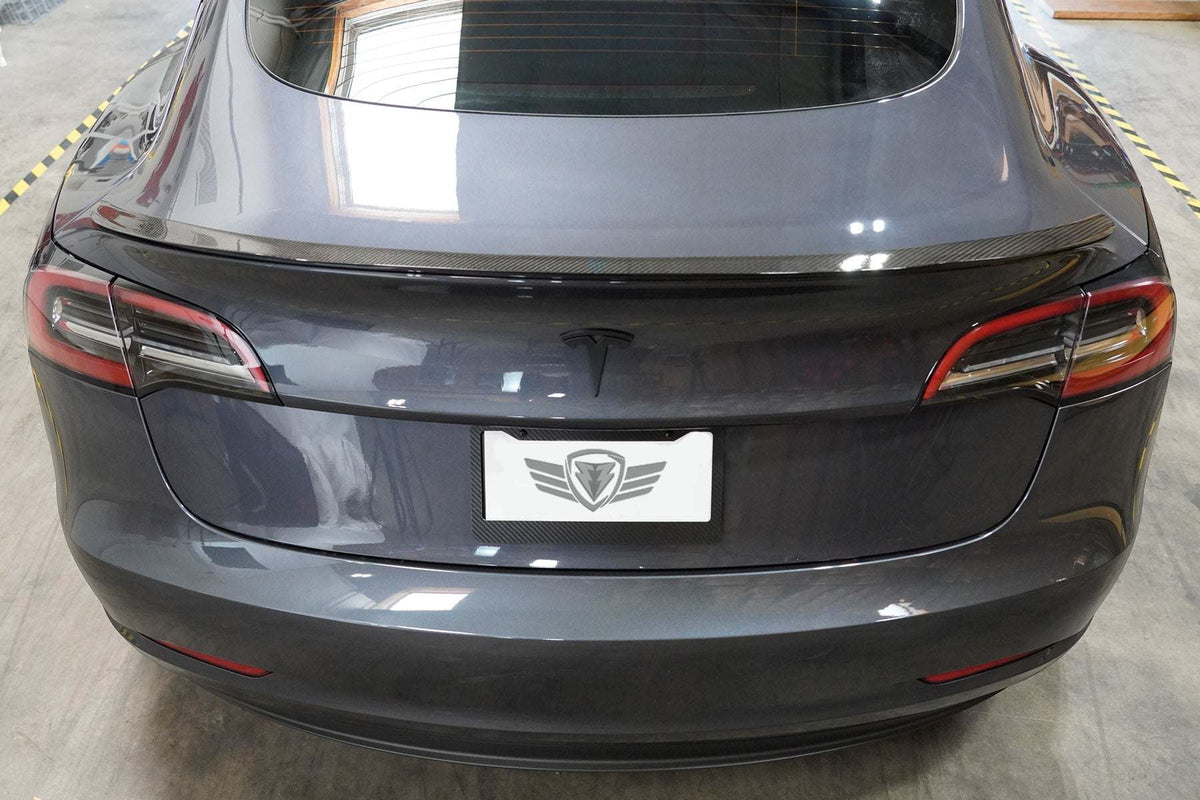 FYBR Tesla Model 3 CS Genuine Carbon Fiber Trunk Spoiler - Prop and Piston