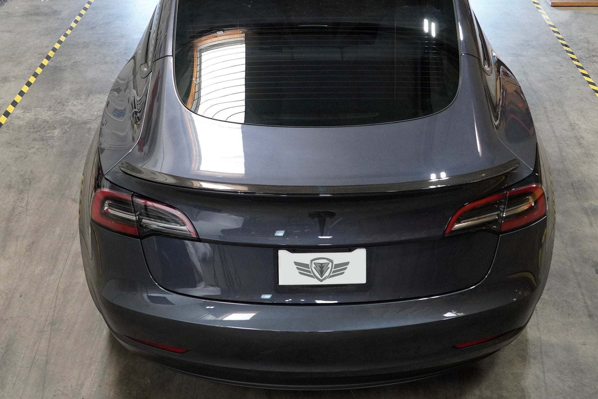FYBR Tesla Model 3 CS Genuine Carbon Fiber Trunk Spoiler - Prop and Piston