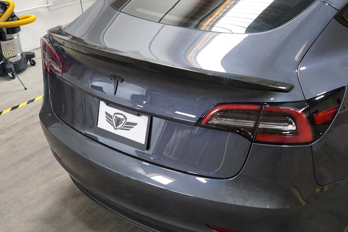 FYBR Tesla Model 3 MX Genuine Carbon Fiber Trunk Spoiler - Prop and Piston
