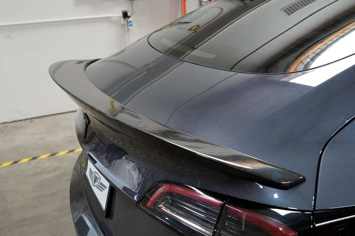 FYBR Tesla Model 3 MX Genuine Carbon Fiber Trunk Spoiler - Prop and Piston