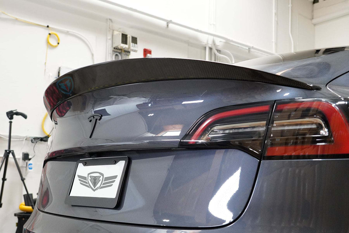 FYBR Tesla Model 3 MX Genuine Carbon Fiber Trunk Spoiler - Prop and Piston