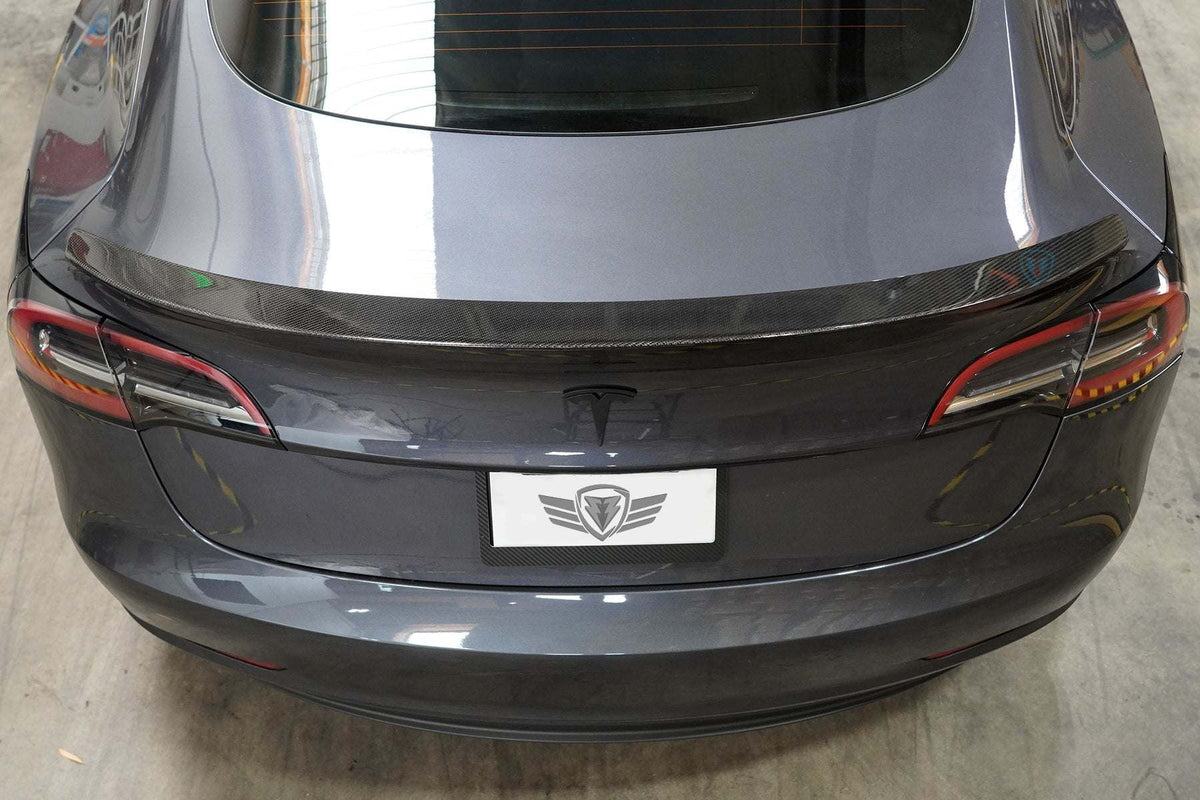FYBR Tesla Model 3 MX Genuine Carbon Fiber Trunk Spoiler - Prop and Piston