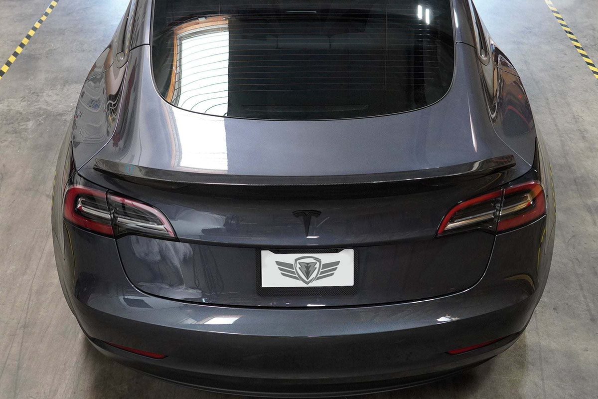 FYBR Tesla Model 3 MX Genuine Carbon Fiber Trunk Spoiler - Prop and Piston