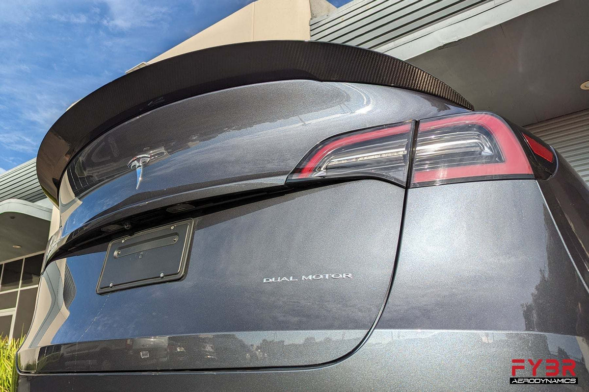 Tesla Model Y AGX Genuine Dry Carbon Fiber Trunk Spoiler | FYBR Aerodynamics - Prop and Piston