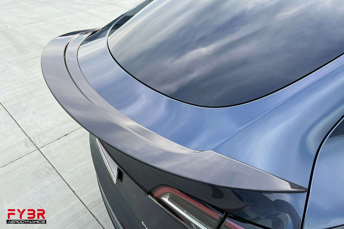 Tesla Model Y AGX Genuine Dry Carbon Fiber Trunk Spoiler | FYBR Aerodynamics - Prop and Piston