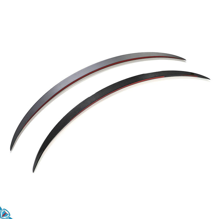 White Tesla Model Y with FYBR carbon fiber performance style trunk spoiler