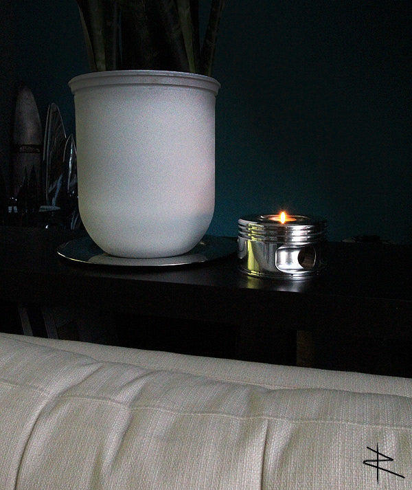 the KATE Jacobs WWII Radial Engine Piston Mirror Polished Tea Light Candle Holder - Prop and Piston