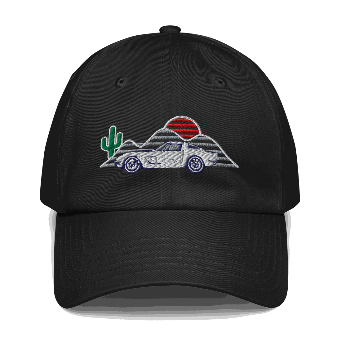 Corvette Sunset Hat – Embroidered Automotive Hat Car Enthusiasts Black