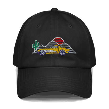 Corvette Sunset Cap C1 Emblem Embroidered Automotive Hat Yellow