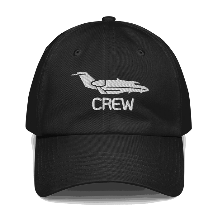 Adjustable flight crew hat made of unstructured cotton twill with embroidered logo and curved visor