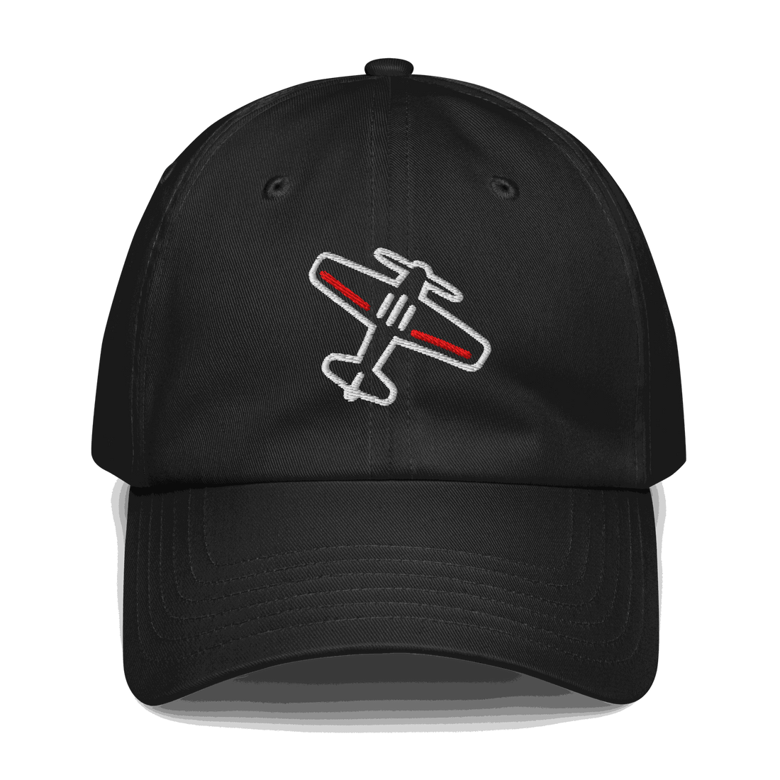 Black adjustable Aviation Pilot Hat with embroidered airplane design