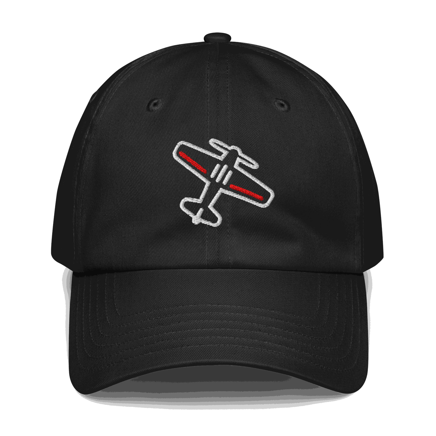 Black adjustable Aviation Pilot Hat with embroidered airplane design