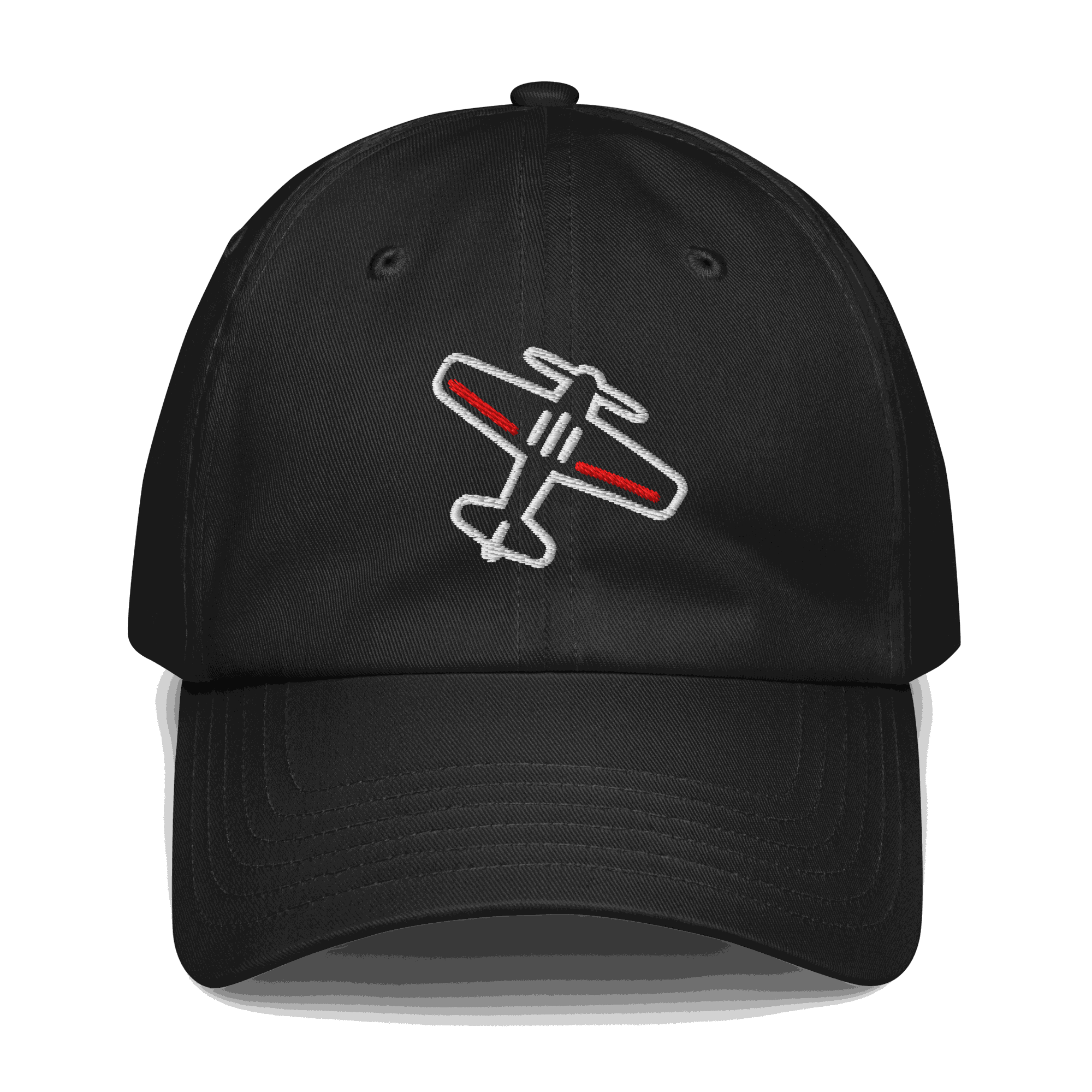 Black adjustable Aviation Pilot Hat with embroidered airplane design
