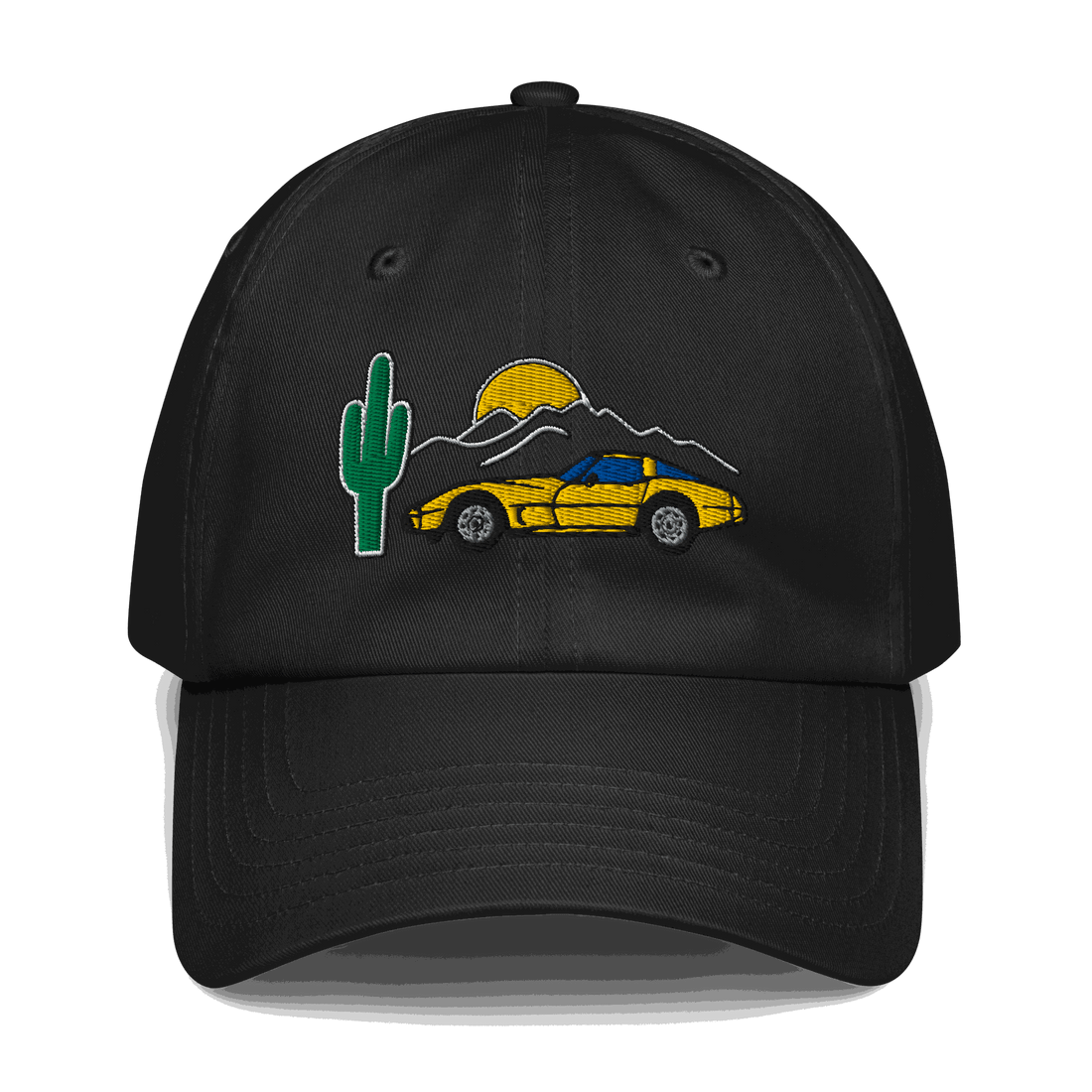 Corvette Sunset Cap C1 Emblem Embroidered Automotive Hat Yellow