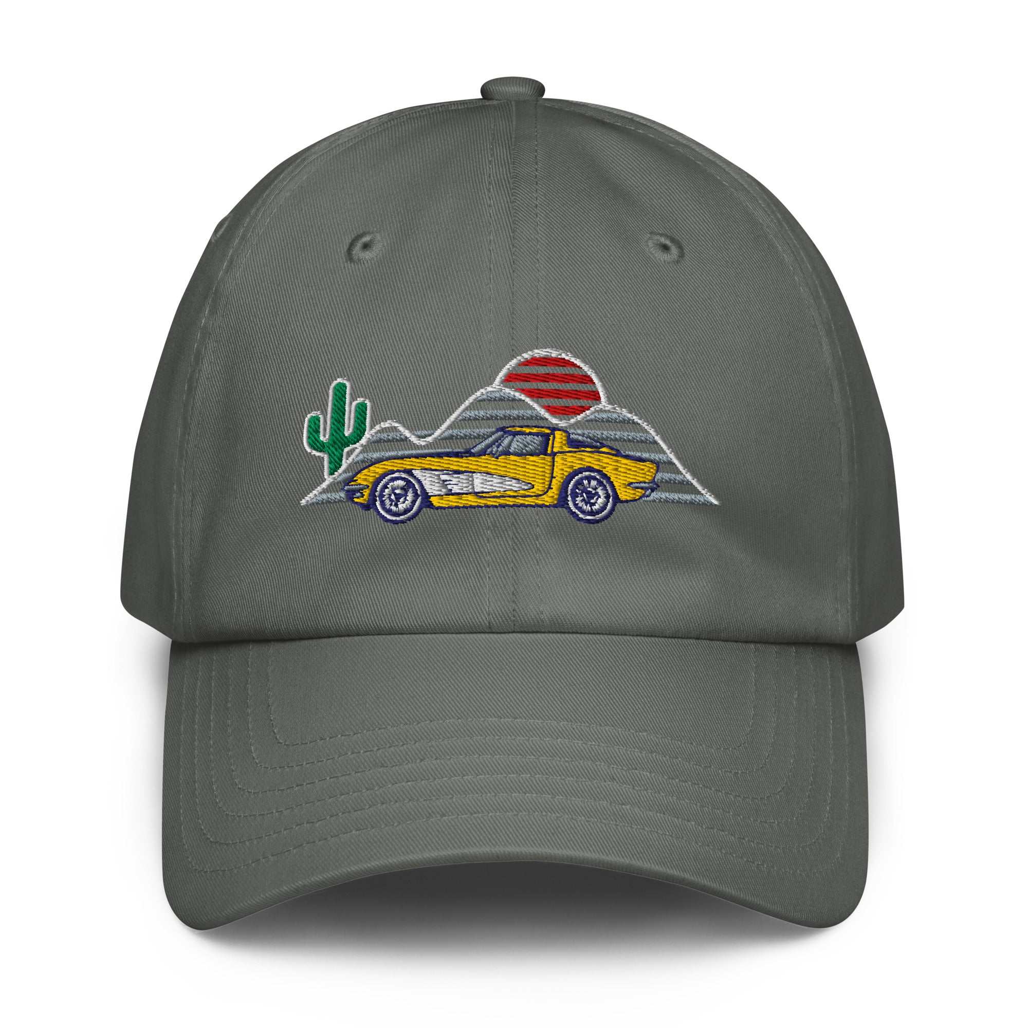 Corvette Sunset Cap C1 Emblem Embroidered Automotive Hat Yellow