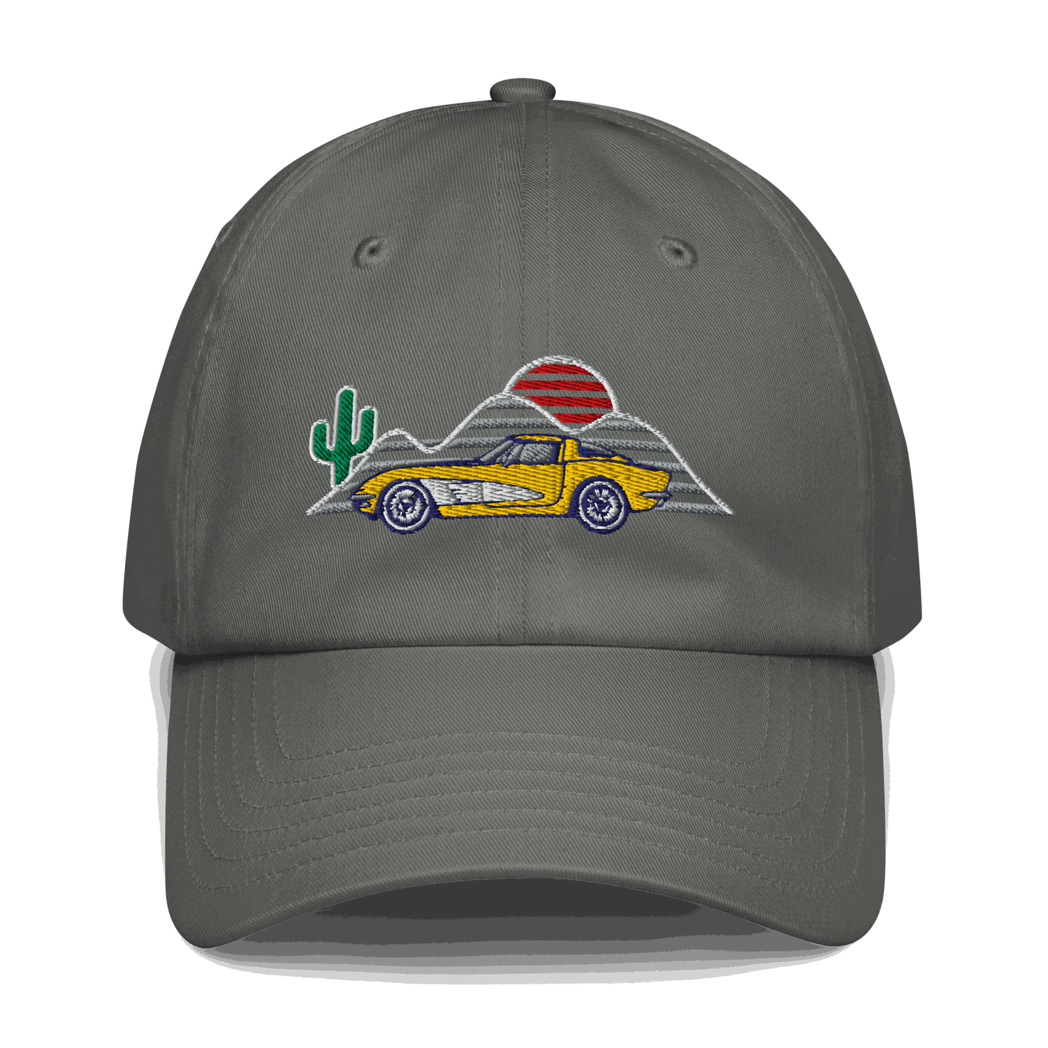 Corvette Sunset Cap C1 Emblem Embroidered Automotive Hat Yellow